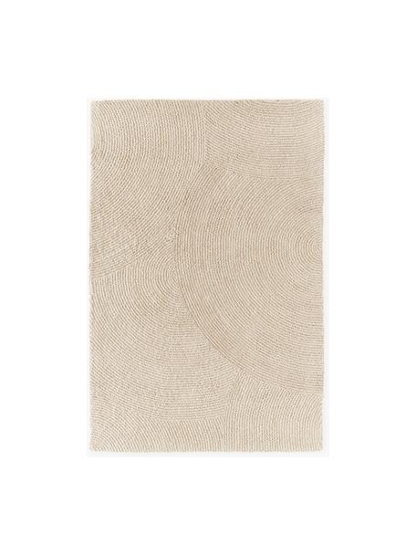 Handgetuft laagpolig vloerkleed Eleni van gerecyclede materialen, Bovenzijde: 100% polyester, Gebroken wit, B 120 x L 180 cm (maat S)