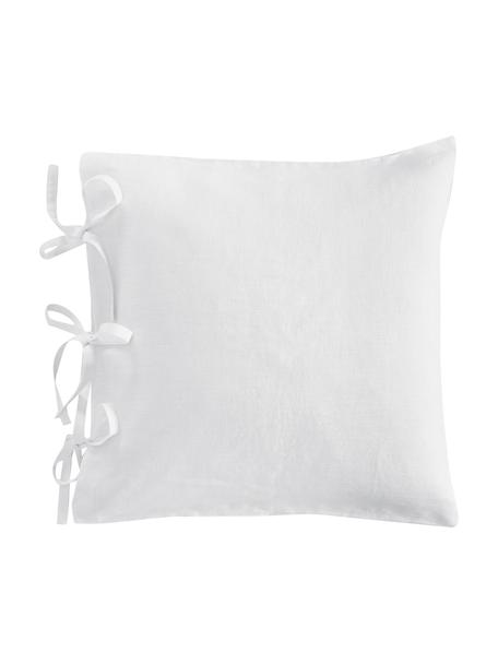 Federa arredo in lino lavato bianco Candice, 100% lino, Bianco, Larg. 50 x Lung. 50 cm