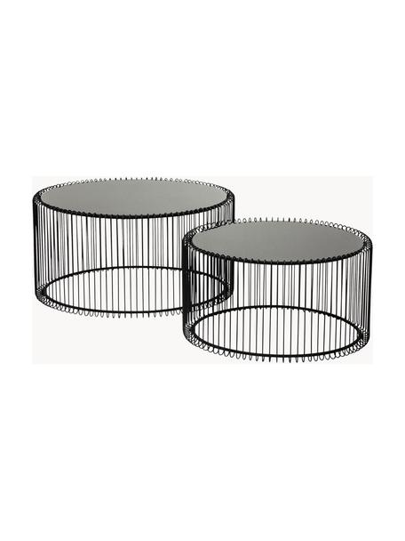 Tables basses avec plateau miroir Wire, 2 élém., Noir, Lot de différentes tailles