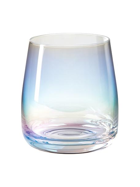 Vasos soplados artesanalmente Rainbow, 4 uds., Vidrio soplado artesanalmente, Transparente iridiscente, Ø 9 x Al 10 cm