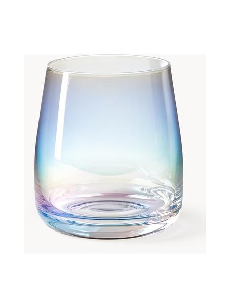 Bicchiere in vetro soffiato cangiante Rainbow 4 pz, Vetro soffiato, Trasparente, iridescente, Ø 9 x Alt. 10 cm