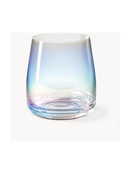 Szklanka ze szkła dmuchanego Rainbow, 4 szt., Szkło dmuchane, Transparentny, opalizujący, Ø 9 x W 10 cm, 370 ml