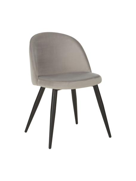 Krzesło tapicerowane z aksamitu Amy, 2 szt., Tapicerka: aksamit (poliester) Dzięk, Nogi: metal malowany proszkowo, Szary, S 51 x G 55 cm