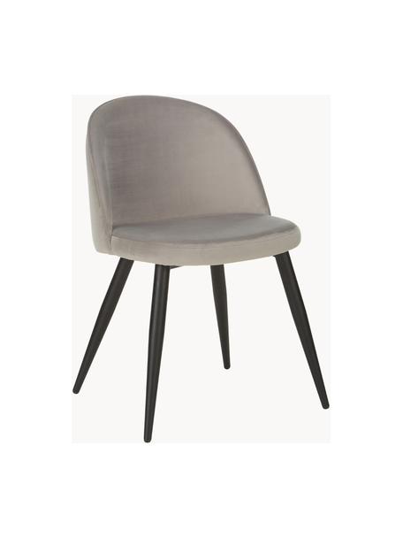 Sillas tapizadas en terciopelo Amy, 2 uds., Tapizado: terciopelo (poliéster) Al, Patas: metal con pintura en polv, Terciopelo gris, An 51 x F 55 cm