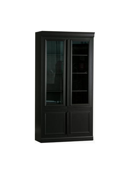 Kiefernholz-Vitrine Organize, Korpus: Kiefernholz, massiv, lack, Griffe: Metall, beschichtet Diese, Schwarz, B 110 x H 215 cm