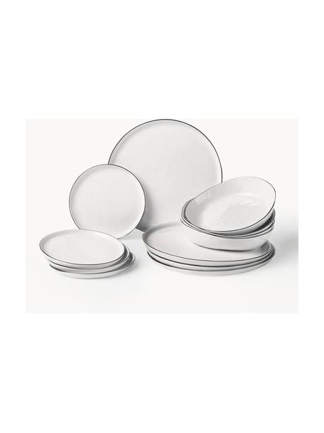 Sada ručně vyrobeného porcelánového nádobí Salt, pro 4 osoby (12 dílů), Porcelán, Bílá, Pro 4 osoby (12 dílů)