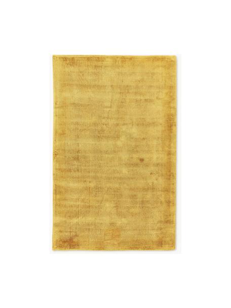 Alfombra artesanal de viscosa Jane, Parte superior: 100% viscosa, Reverso: 100% algodón, Amarillo sol, An 120 x L 180 cm (Tamaño S)