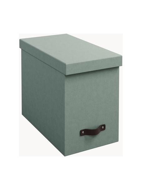 Caja organizadora Jahan, Organizador: cartón forrado con estama, Verde salvia, marrón oscuro, An 19 x L 35 cm