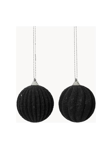 Set de bolas de Navidad Loop, 12 uds., Espuma, Negro, Ø 8 cm