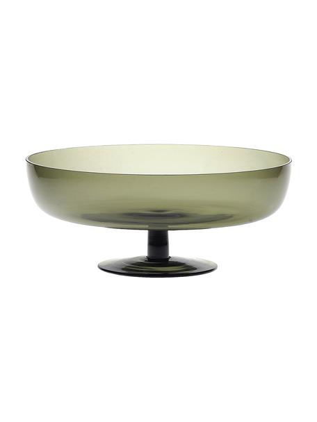 Mundgeblasene Glas-Servierschale Diseguale in Grau, Ø 25 cm, Glas, mundgeblasen, Olivgrün, Ø 25 x H 11 cm