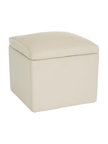 Pouf en velours avec coffre Winou, Velours beige, larg. 50 x haut. 48 cm