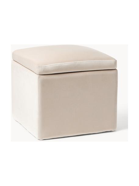 Pouf contenitore in velluto Winou, Rivestimento: velluto (poliestere) Il r, Velluto beige chiaro, Larg. 50 x Alt. 48 cm