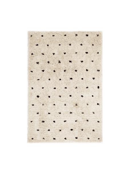 Flauschiger Hochflor-Teppich Ayana, gepunktet, Flor: 100 % Polyester, Hellbeige, Schwarz, B 120 x L 180 cm (Größe S)