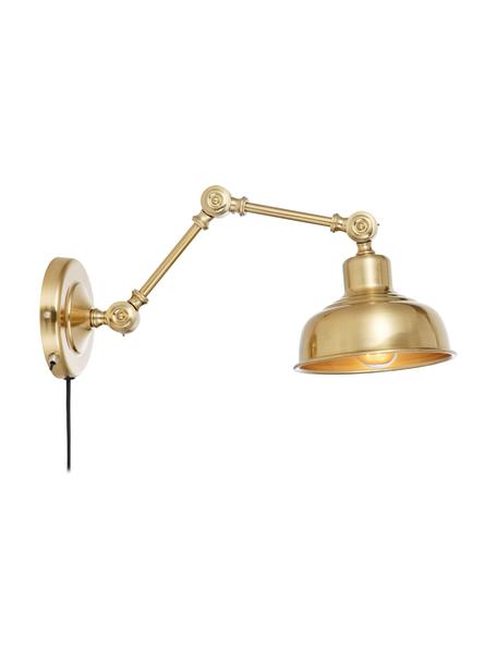 Retro-Wandleuchte Grimstad mit Stecker, Lampenschirm: Metall, Goldfarben, T 48 x H 22 cm