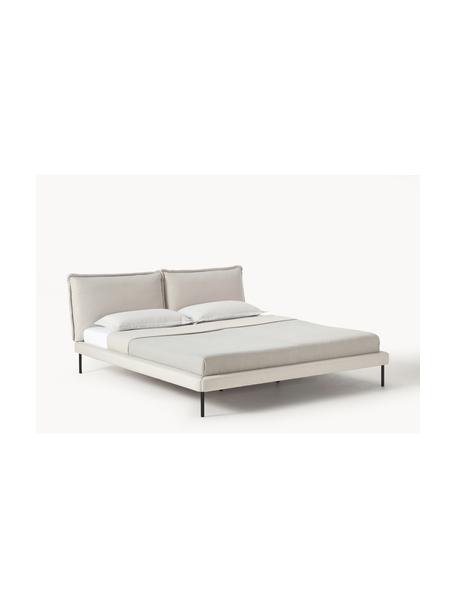 Gestoffeerd bed Amelia, Bekleding: 100% polyester Met 40.000, Frame: multiplex, Poten: hout, kunststof Dit produ, Geweven stof lichtbeige, B 180 x L 200 cm