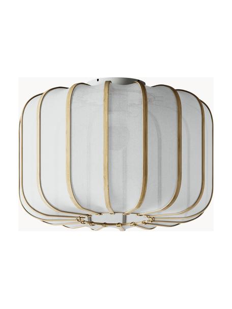 Plafón de bambú Salma, Pantalla: tejido, madera de bambú, , Anclaje: metal, Blanco, madera clara, Ø 40 x Al 28 cm