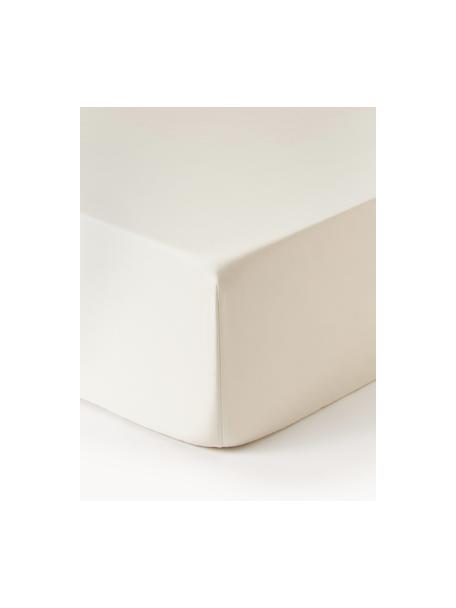 Drap-housse en satin de coton Premium, Blanc cassé, larg. 90 x long. 200 cm, haut. 15 cm