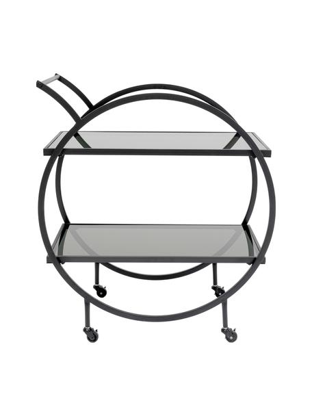 Metall-Servierwagen Loft mit Glasplatten, Gestell: Metall, pulverbeschichtet, Schwarz, B 74 x H 85 cm