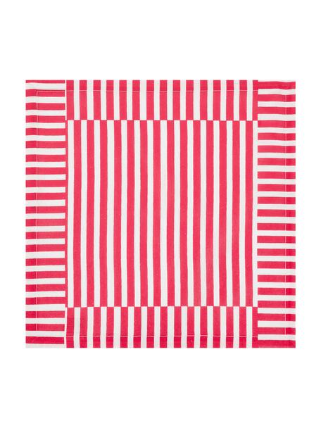 Gestreepte stoffen servetten Mulled Wine, 2 stuks, 100% katoen, Rood, wit, B 45 x L 45 cm