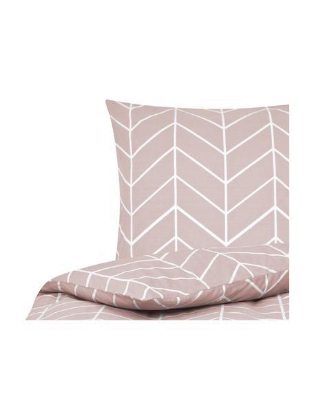 Bavlnená posteľná bielizeň s grafickým vzorom Mirja, Bledoružová, biela, 135 x 200 cm + 1 vankúš 80 x 80 cm