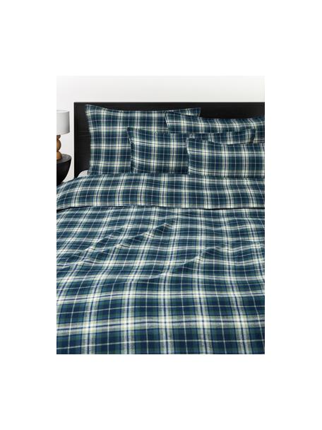 Housse de couette en flanelle à carreaux Macy, Bleu foncé, vert, larg. 260 x long. 240 cm