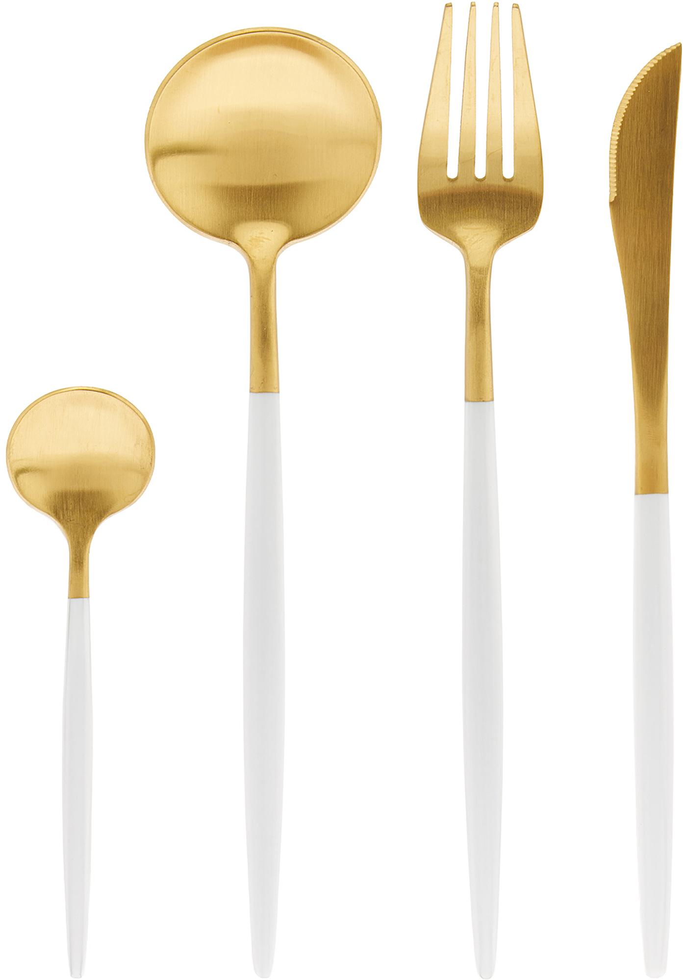 Set 6 posate color champagne opache in acciaio inossidabile in per 24 persone Faina, Acciaio inossidabile 18/0, rivestito, Ottonato, nero, Set in varie misure