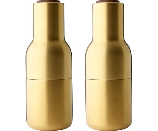 Designer Salz- & Pfeffermühle Bottle Grinder in Gold mit Walnussholzdeckel