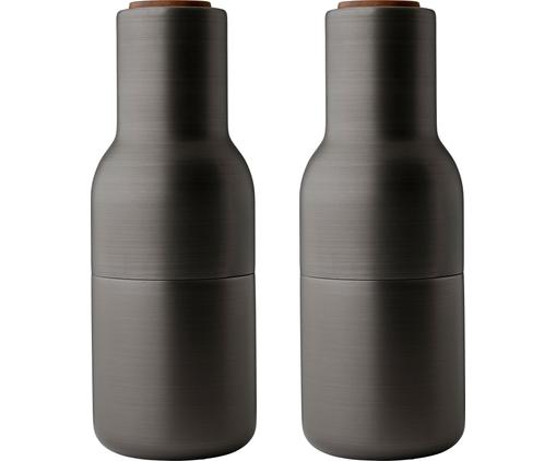 Designer Salz- & Pfeffermühle Bottle Grinder in Anthrazit mit Walnussholzdeckel