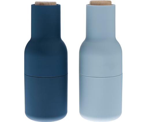 Designer Salz- & Pfeffermühle Bottle Grinder in Blautönen mit Holzdeckel