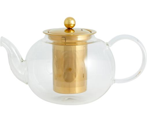 Teekanne Chili aus Glas mit goldfarbenem Teesieb, 1 L