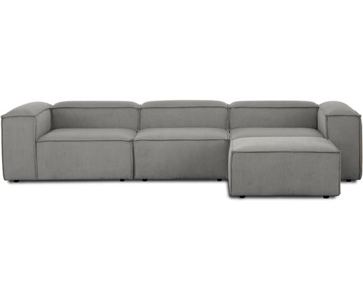 Modulares Sofa Lennon (4-Sitzer) mit Hocker in Grau aus Cord