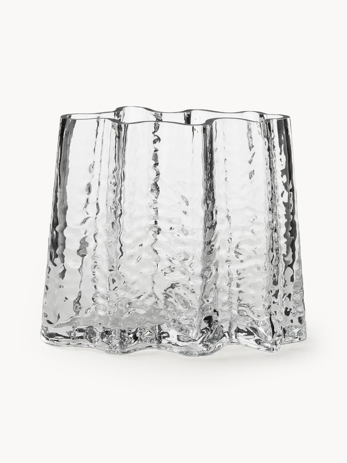 Mundgeblasene Glas-Vase Gry mit strukturierter Oberfläche, H 19 cm