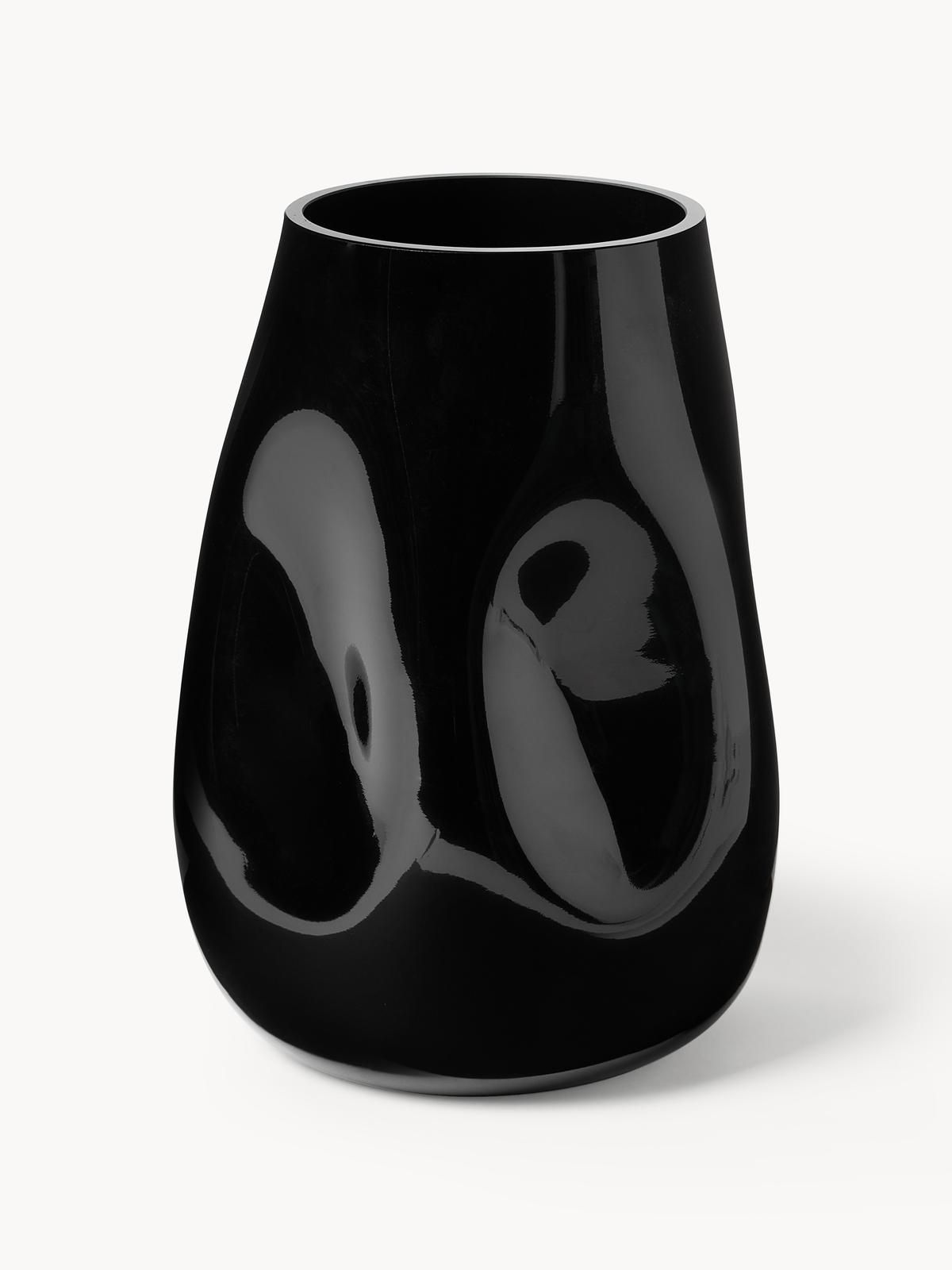 Mundgeblasene Glas-Vase Obsidian, H 26 cm