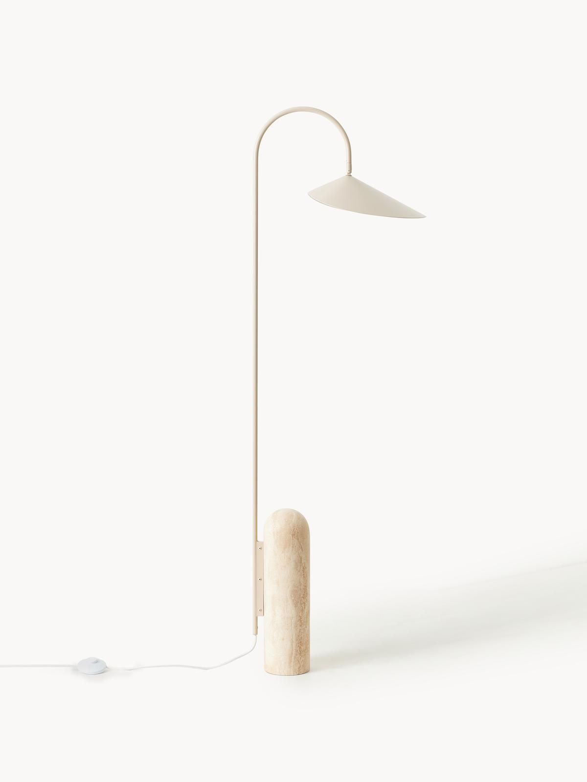 Stehlampe Arum mit Travertinfuß, verstellbar