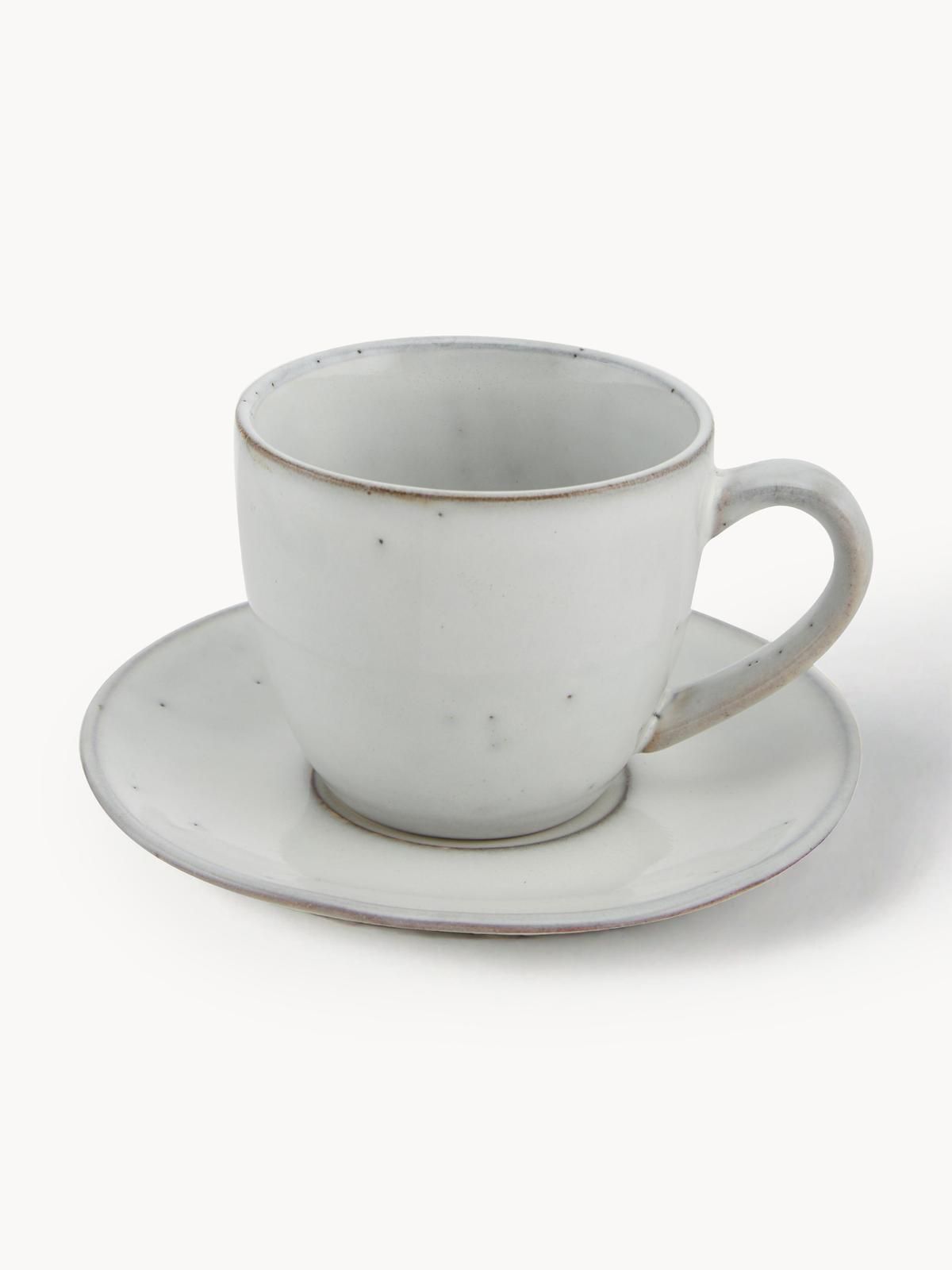 Handgemachte Kaffeetasse Nordic Sand mit Untertasse