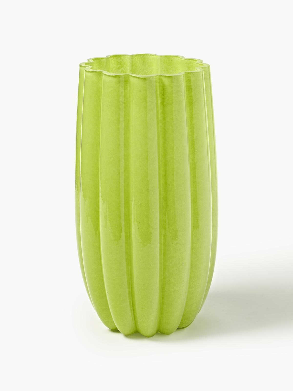 Mundgeblasene Glas-Vase Melon, H 38 cm