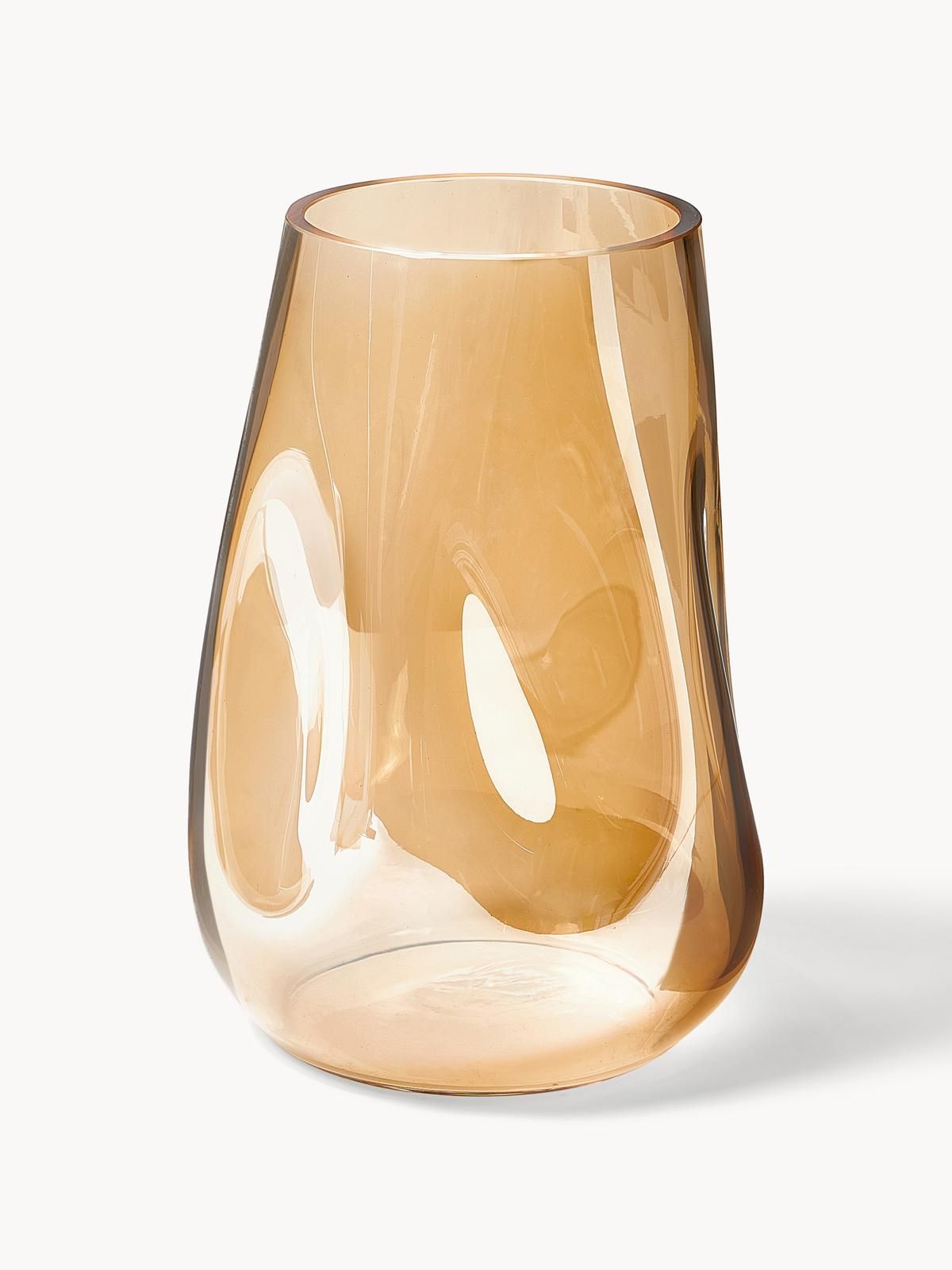 Mundgeblasene Glas-Vase Luster, H 26 cm