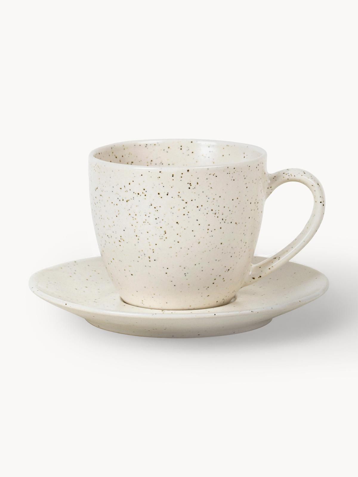 Handgemachte Kaffeetasse Nordic Vanilla mit Untertasse