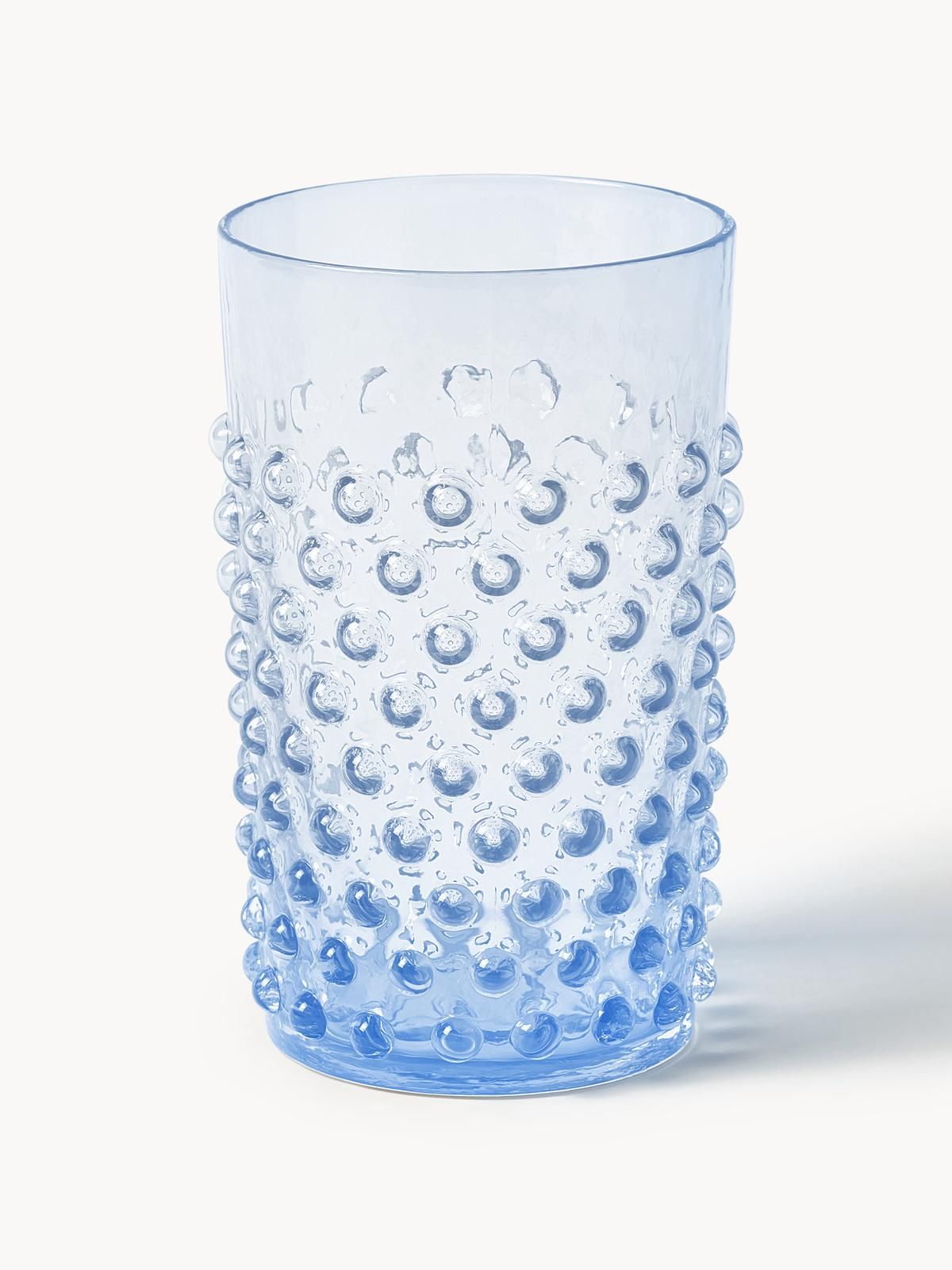 Mundgeblasene Wassergläser Hobnail, 6 Stück