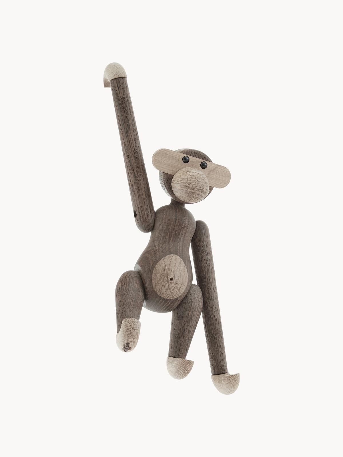 Designer Deko-Objekt Monkey aus Eichenholz, H 19 cm