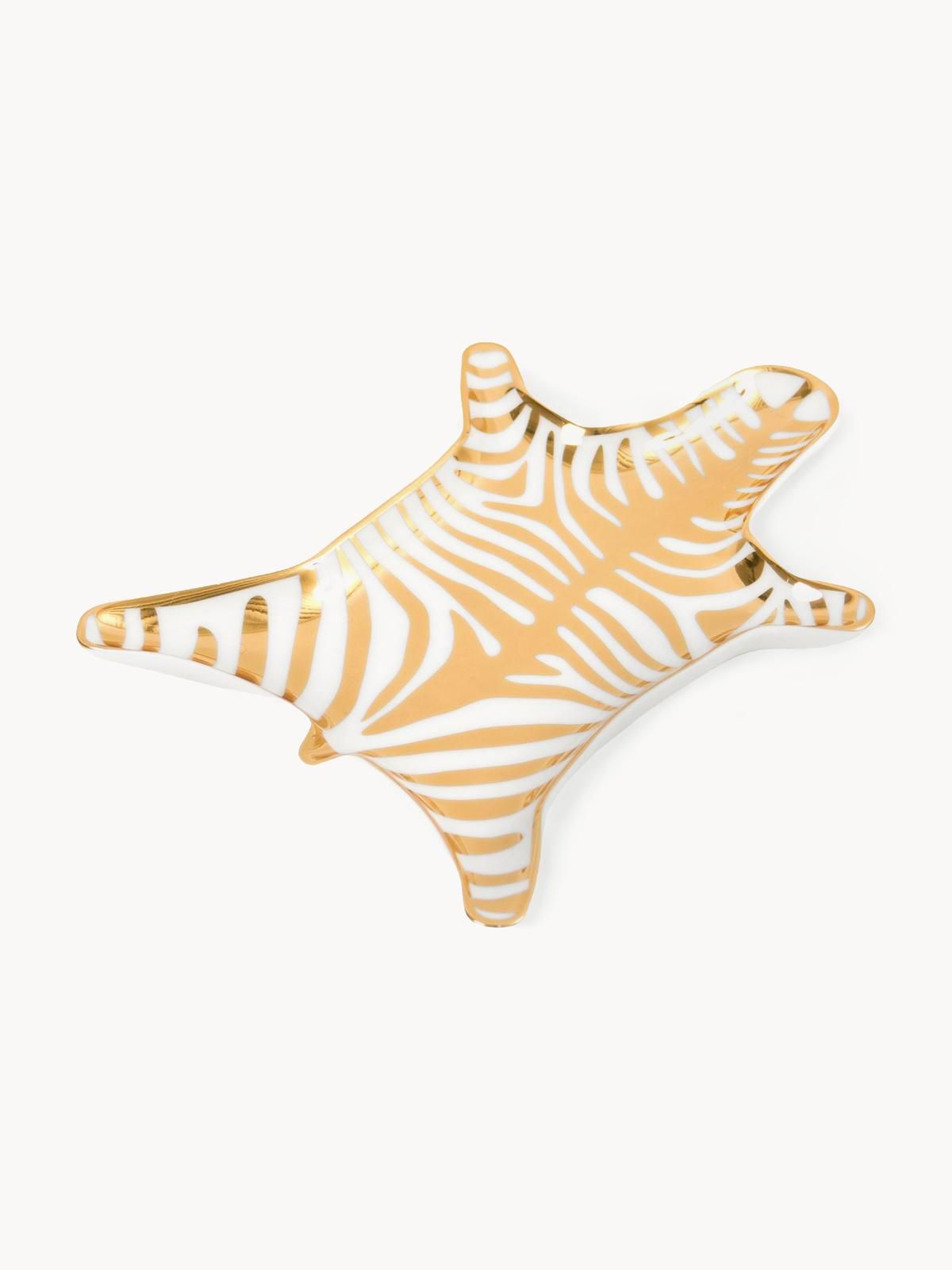 Porzellan Deko-Tablett Zebra mit Gold