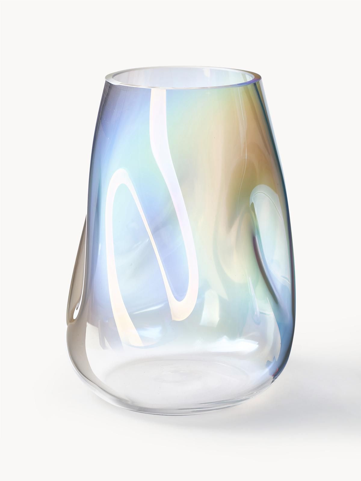 Mundgeblasene Glas-Vase Rainbow, H 26 cm