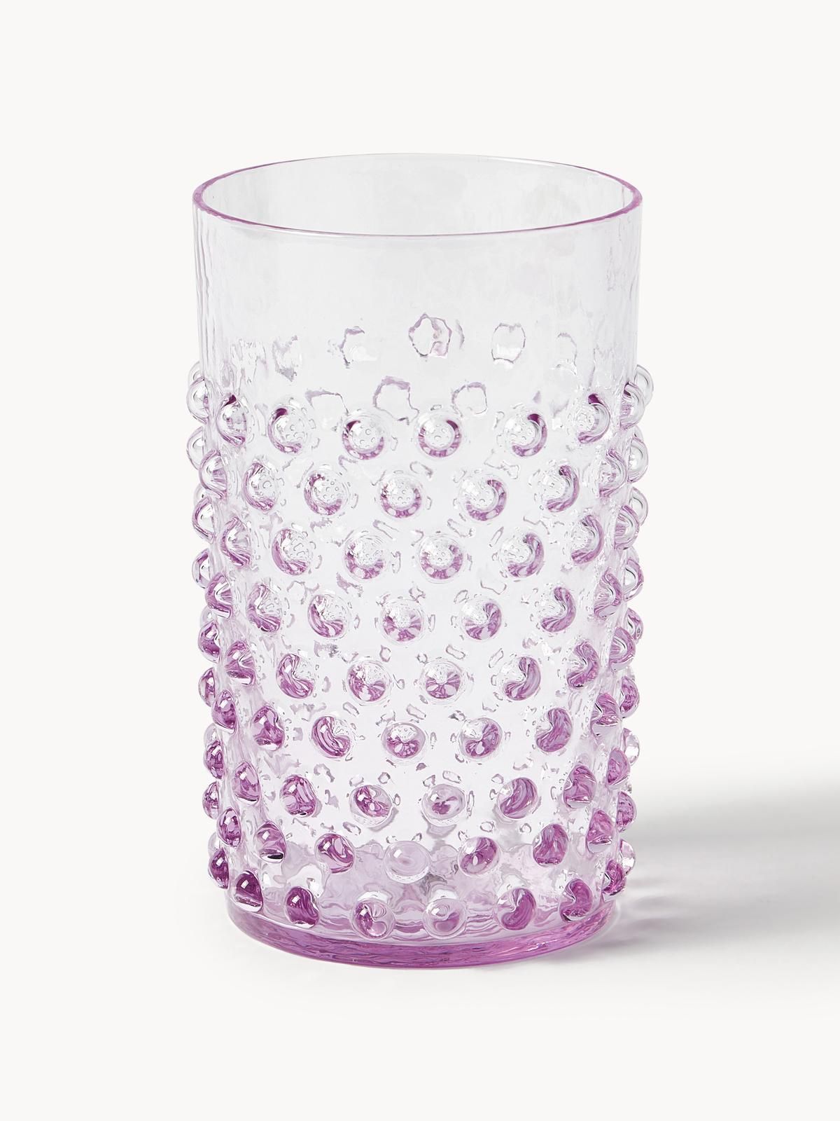 Mundgeblasene Wassergläser Hobnail, 6 Stück