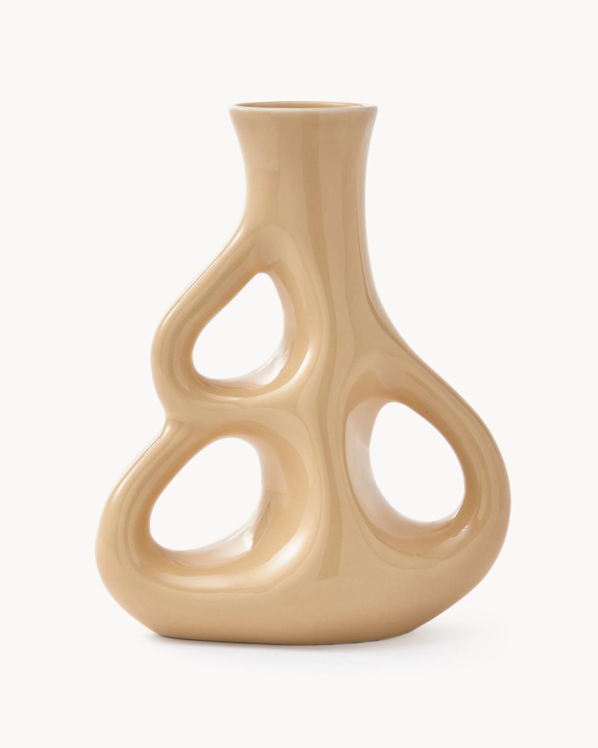 Handgefertigte Keramik-Vase Three Ears, H 21 cm