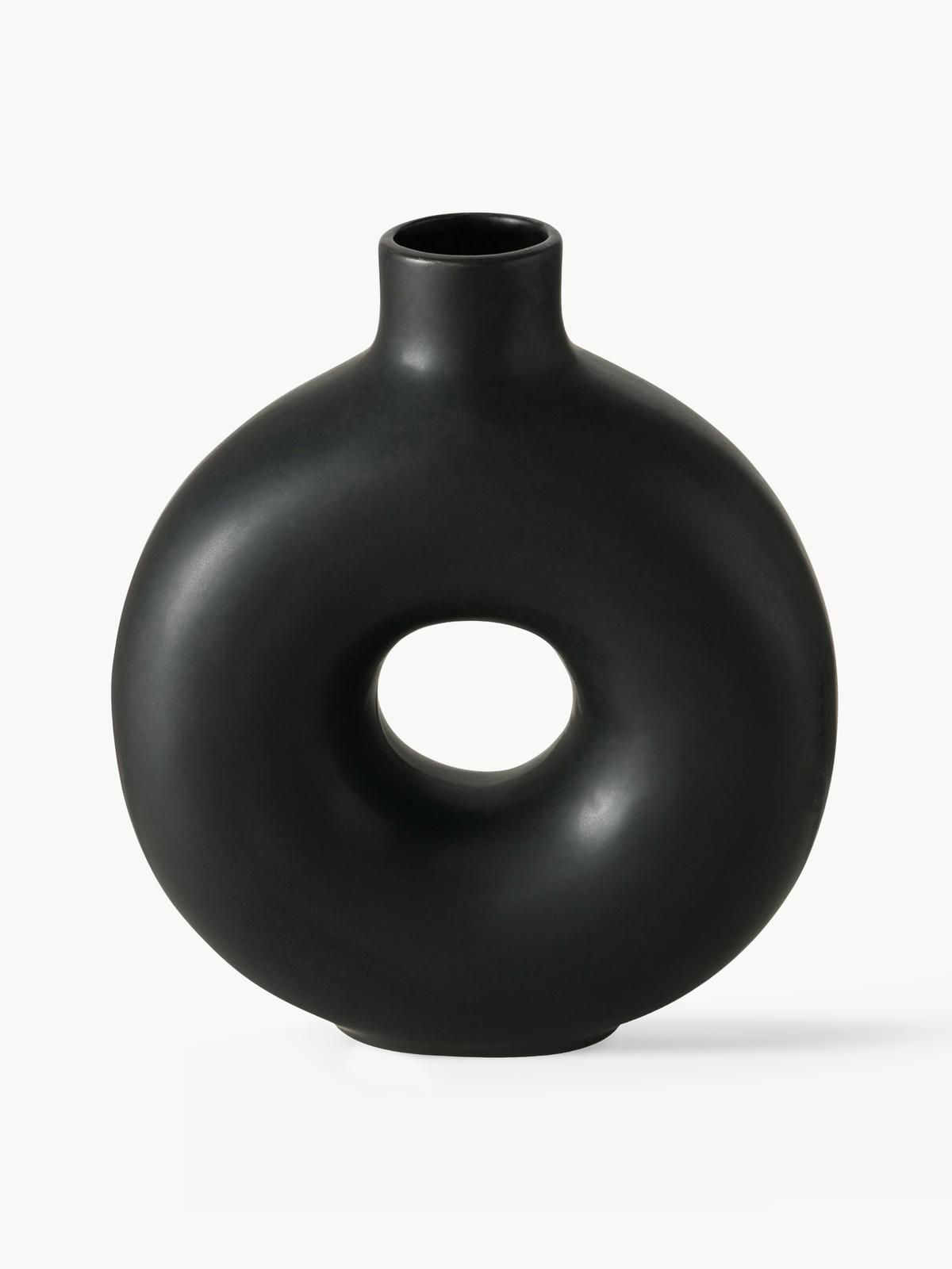 Handgefertigte Design-Vase Lanyo aus Steingut, H 20 cm