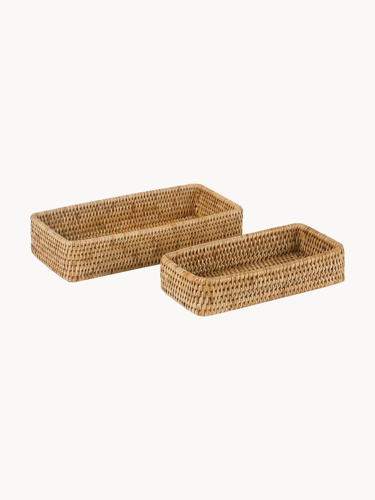 Handgefertigte Deko-Tabletts Güle aus Rattan, 2er-Set