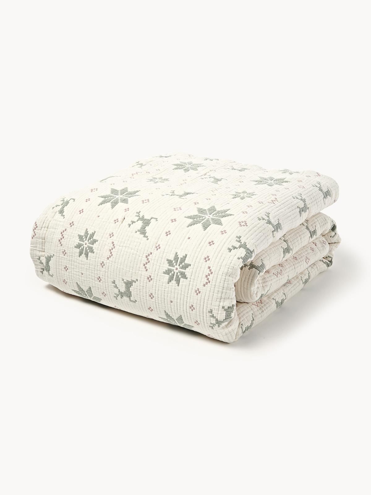 Jacquard-Tagesdecke Cianna mit Weihnachtsmuster