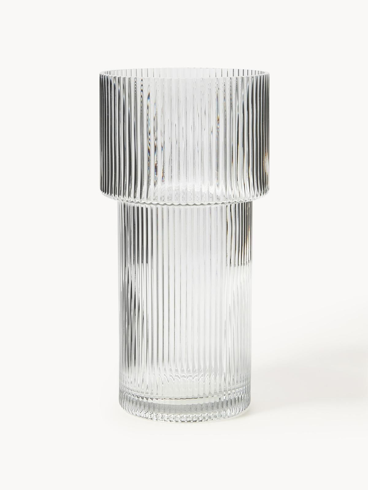 Glas-Vase Lija mit geriffelter Oberfläche, H 30 cm