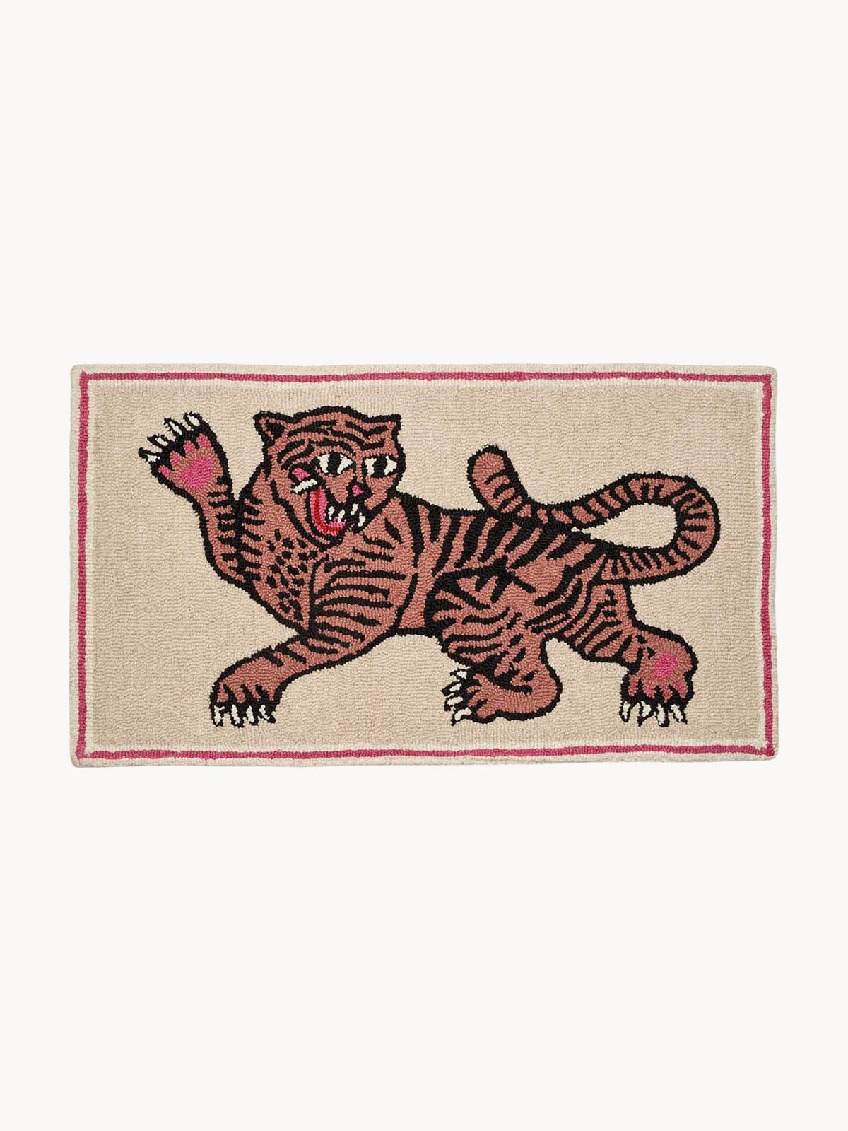 Handgetufteter Wollteppich Pink Tiger