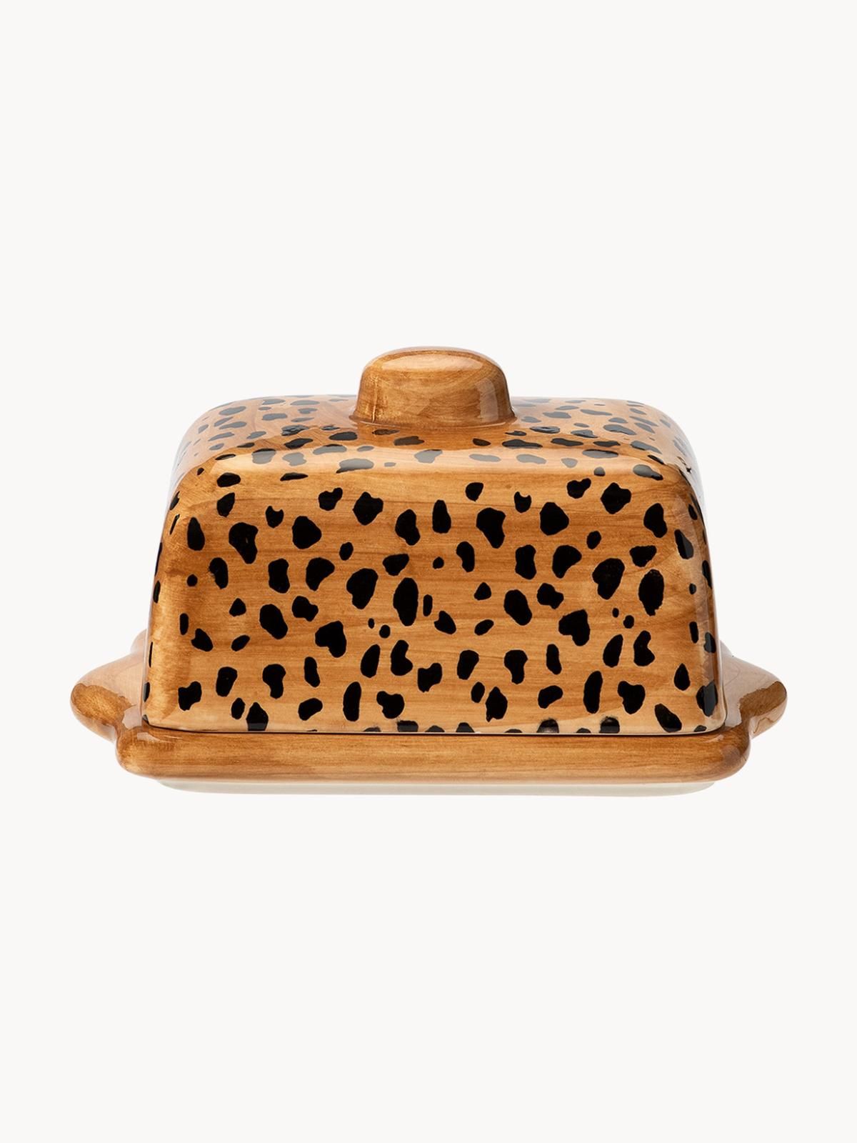 Handbemalte Butterdose Leopard